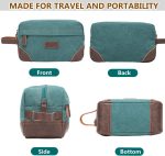 Wogarl Toiletry Bag for Men, Leather and Canvas Travel Toiletry Bag Dopp Kit Shaving Bag for Travel Accessories (Army Green) - Image 7